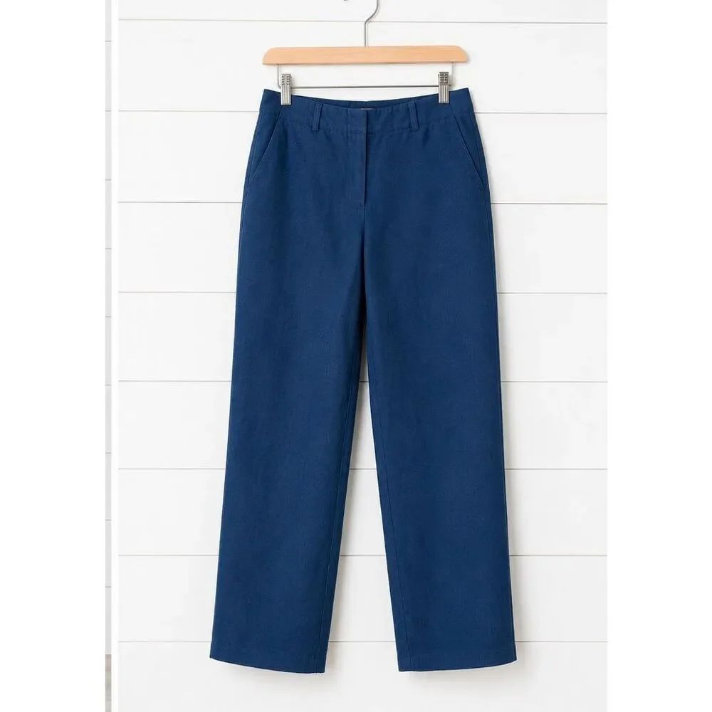 Talbots vintage 100% Irish linen lined crop navy pant size 6 petite